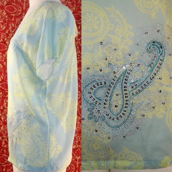 EXPRESS green sheer silk batwing tunic blouse S 💥🕚 - Picture 4 of 5